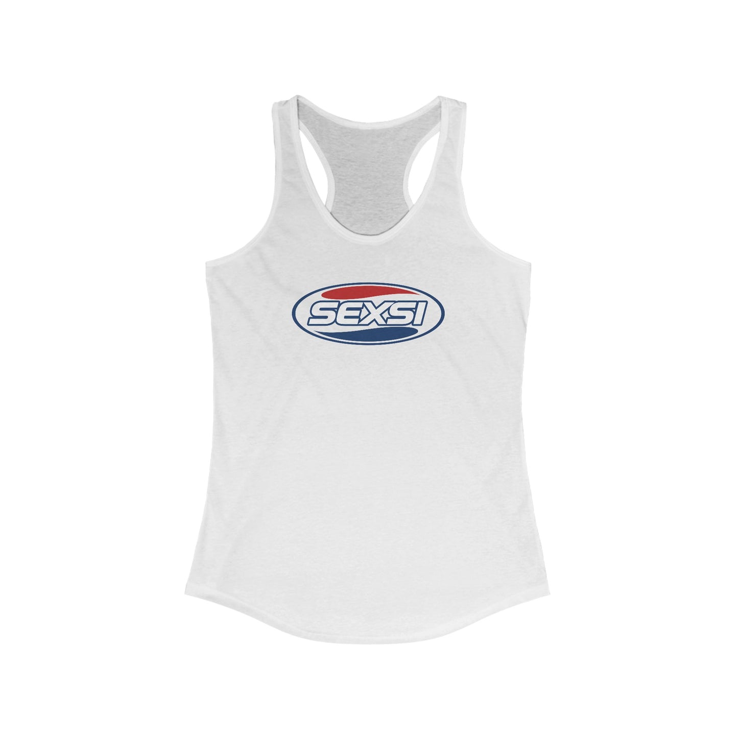 SEXSI Womens Racerback Tank | Pepsi Parody Shirt | Britney Spears Inspired Y2K Graphic Tank