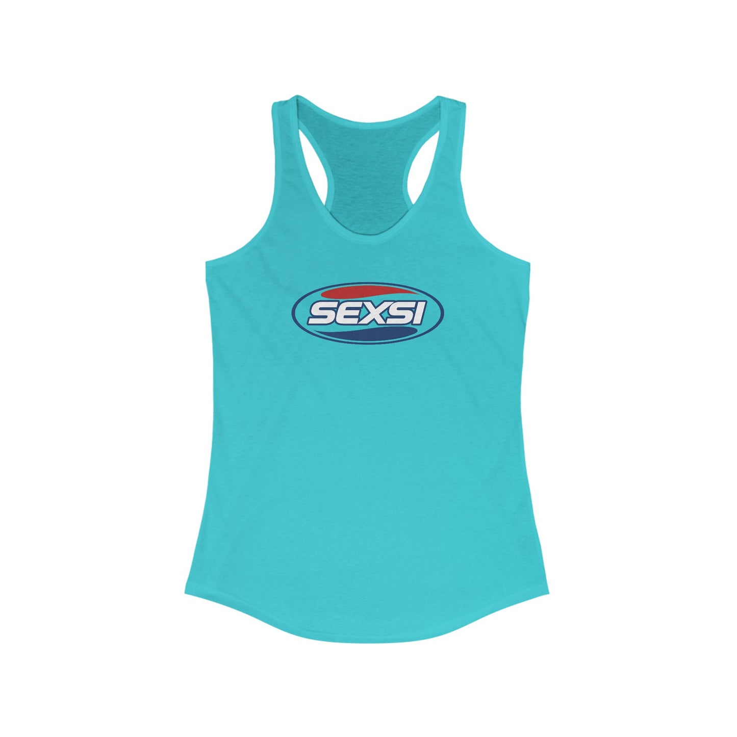 SEXSI Womens Racerback Tank | Pepsi Parody Shirt | Britney Spears Inspired Y2K Graphic Tank