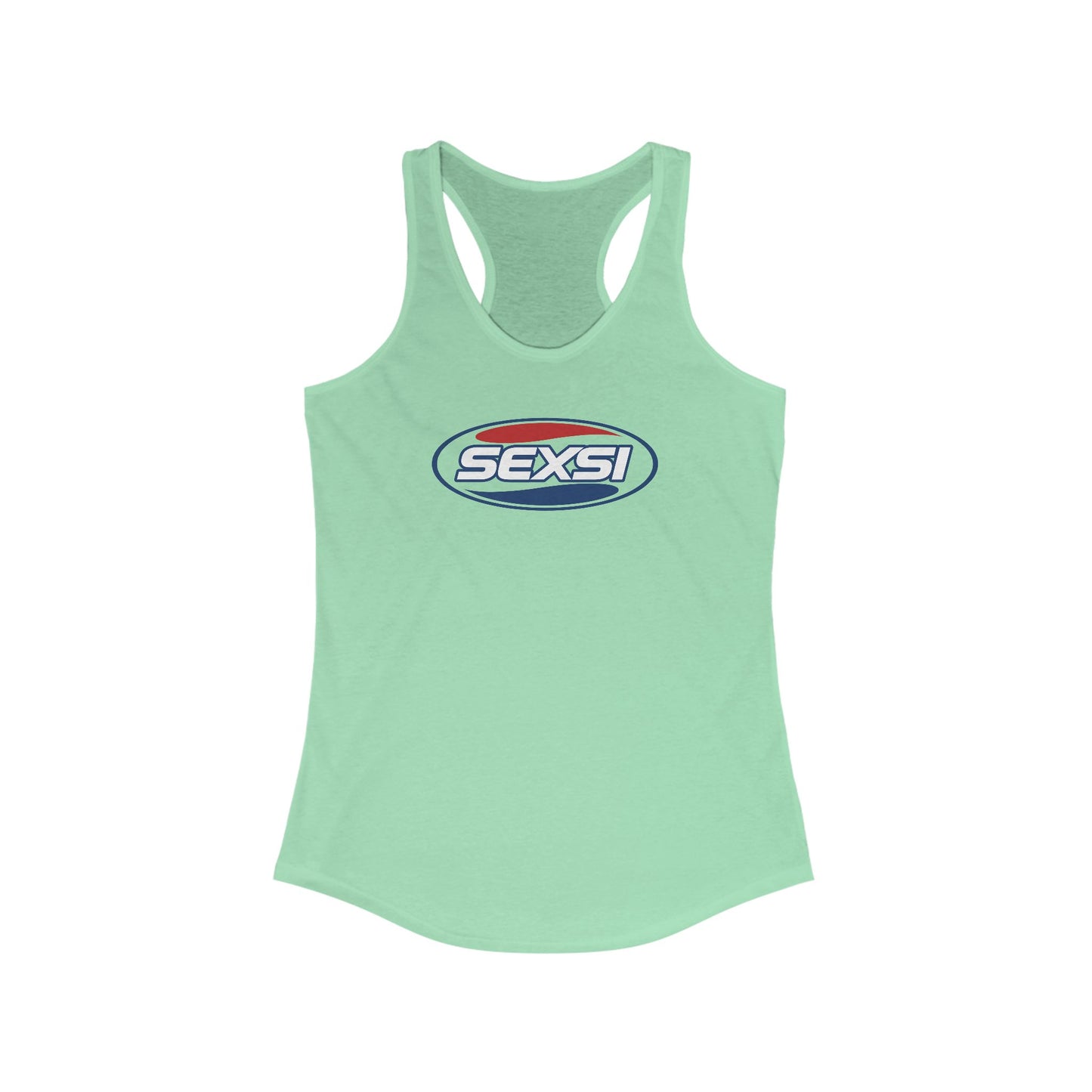SEXSI Womens Racerback Tank | Pepsi Parody Shirt | Britney Spears Inspired Y2K Graphic Tank