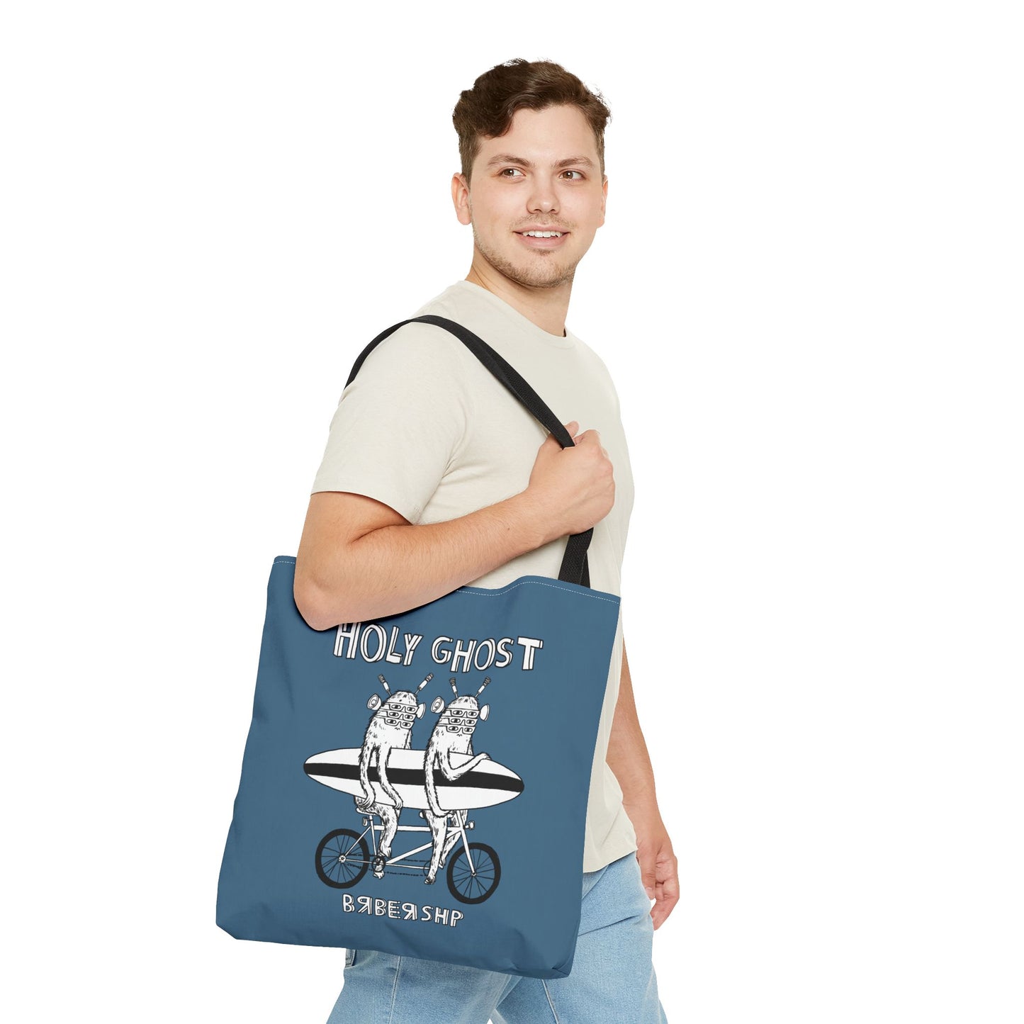 Indigo Blue Holy Ghost Barbershop Large Tote Bag