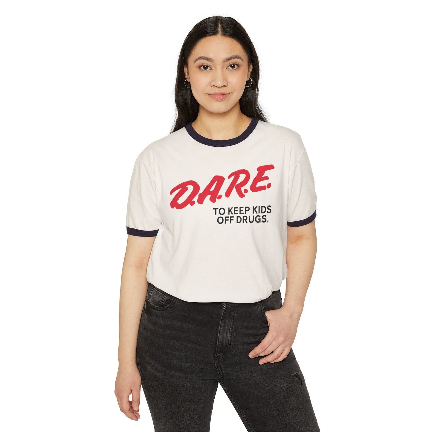 Retro D.A.R.E. Ringer Tee, Vintage 90s DARE Keep Kids Off Drugs Tee
