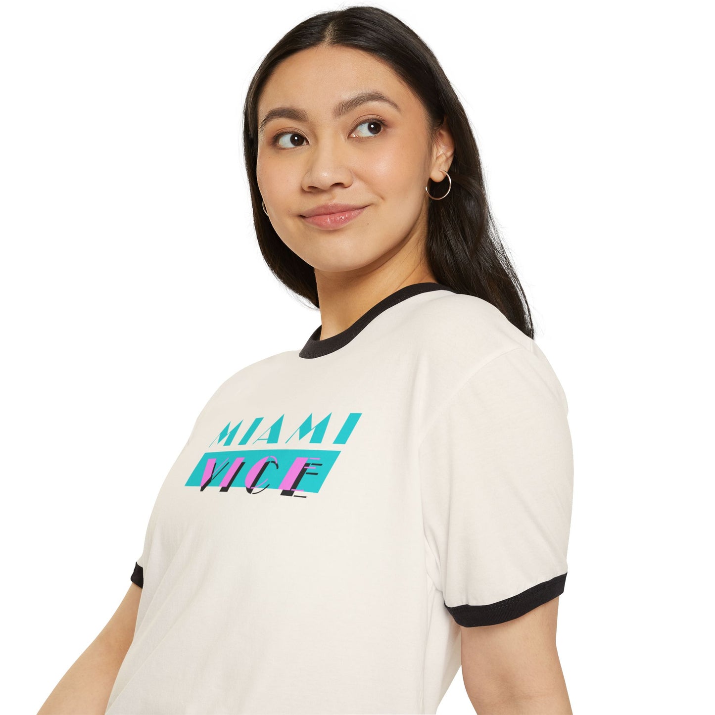 Miami Vice Ringer T-Shirt, Retro Graphic Tee