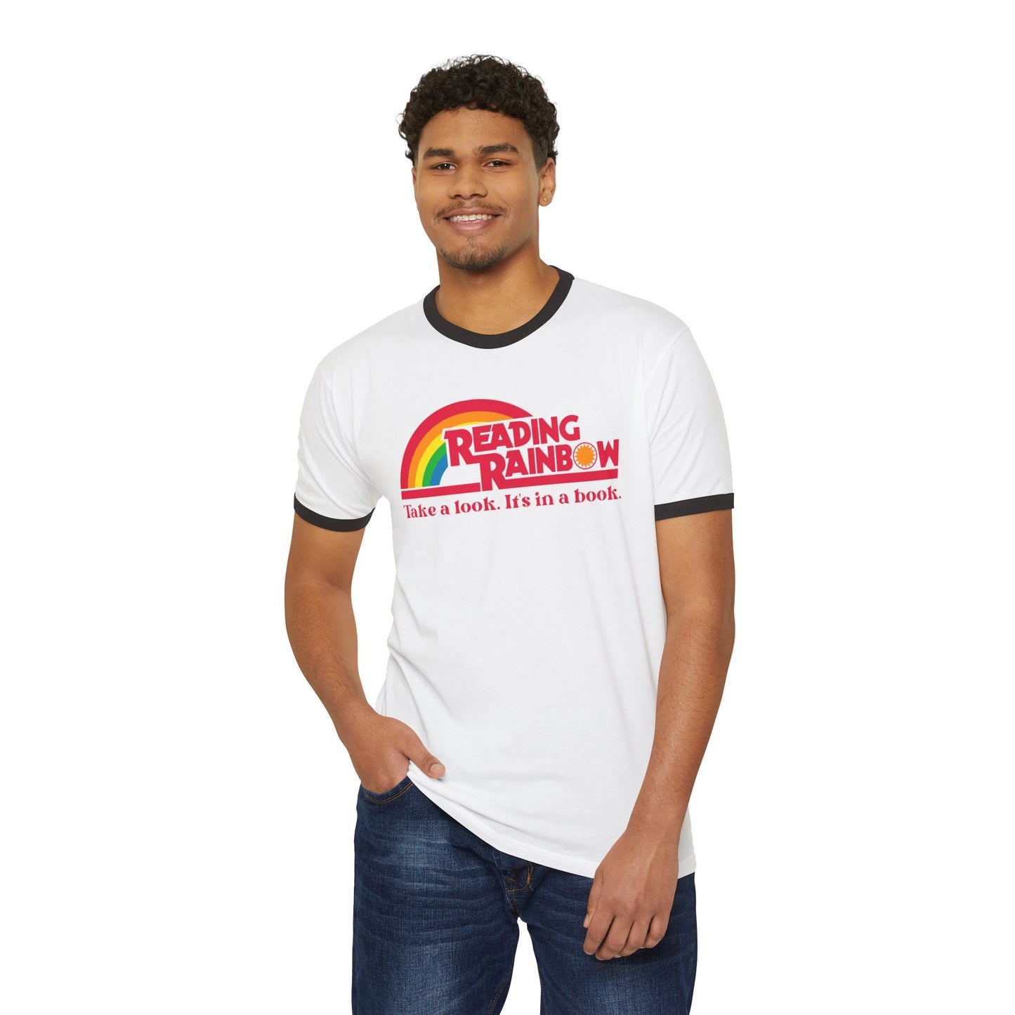 Vintage Reading Rainbow Unisex Cotton Ringer T-Shirt