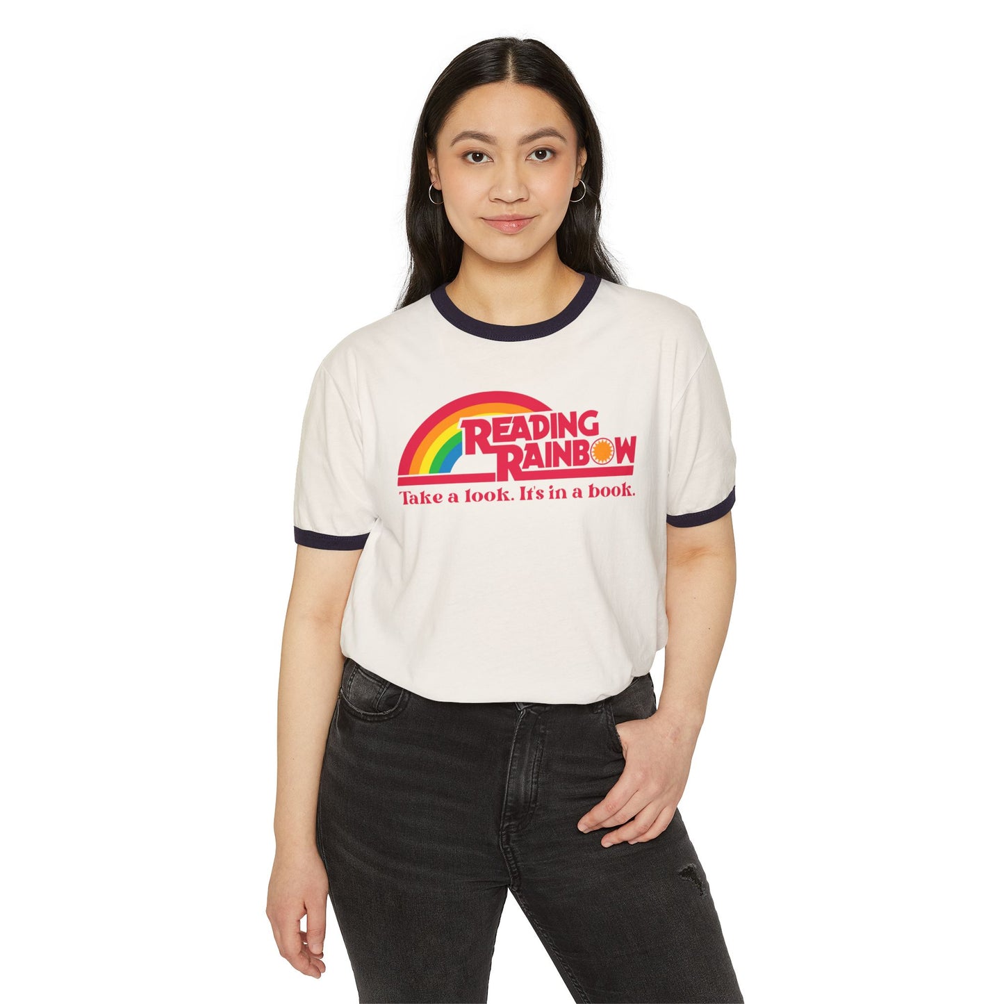 Vintage Reading Rainbow Unisex Cotton Ringer T-Shirt