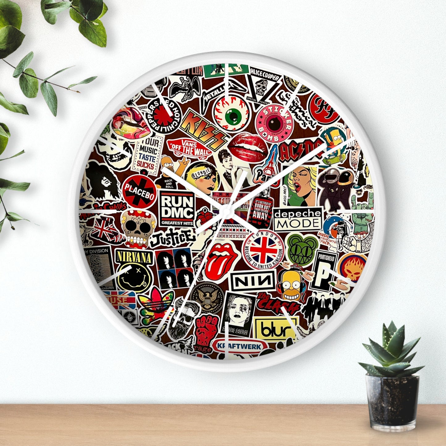 CholoNerd | Sticker Bomb Music Wall Clock | Graffiti Wall Art