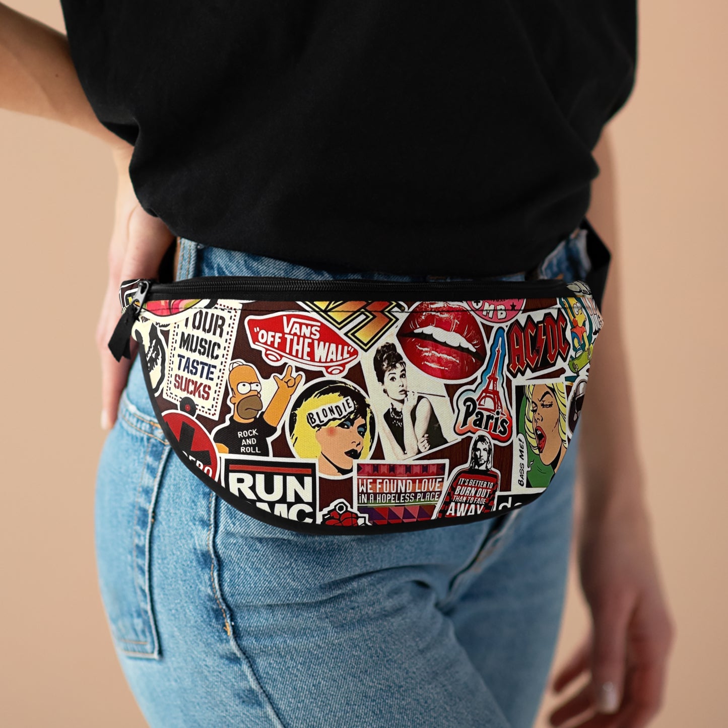 Indie Rock Music Sticker Bomb Sling Bag by CholoNerd
