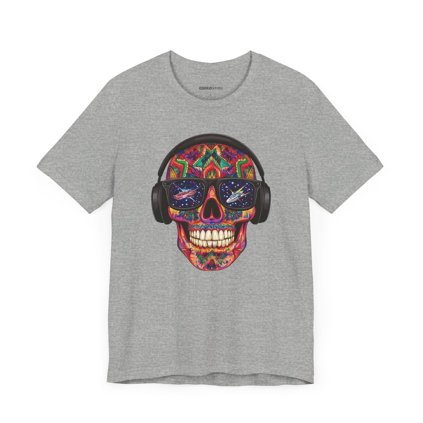 Galactic Aztec Spaceship Sugar Skull Unisex T-Shirt by CholoNerd
