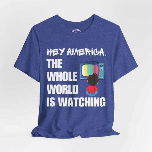 The Whole World Is Watching, Child Watching TV Graphic Unisex Tee