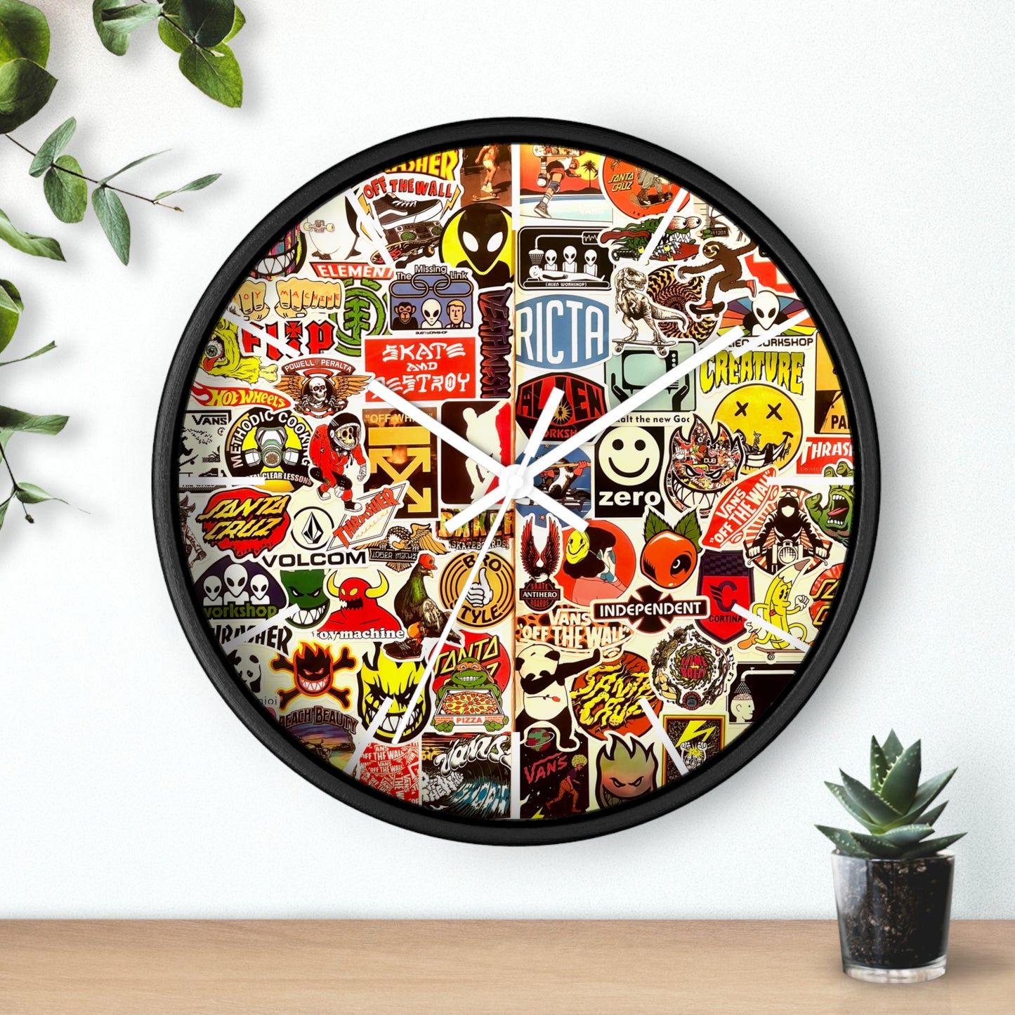 CholoNerd | Sticker Bomb Skater Wall Clock | Graffiti Wall Art