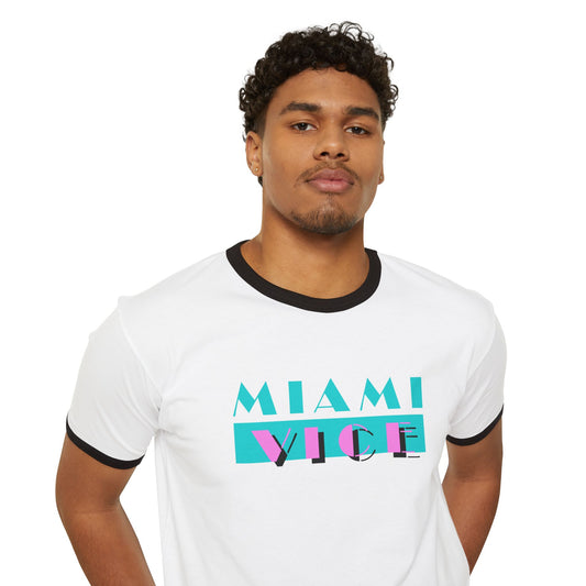 Miami Vice Ringer T-Shirt, Retro Graphic Tee