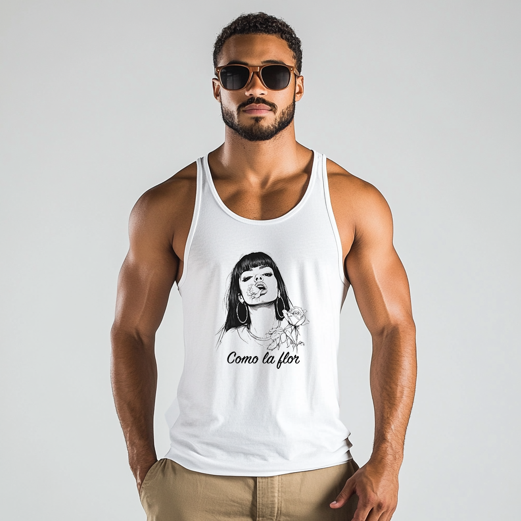 CholoNerd | Como La Flor Woman Eating Flower Unisex Tank | Mexican-American Apparel | Chicano Nerd Culture | Where Street Meets Geek