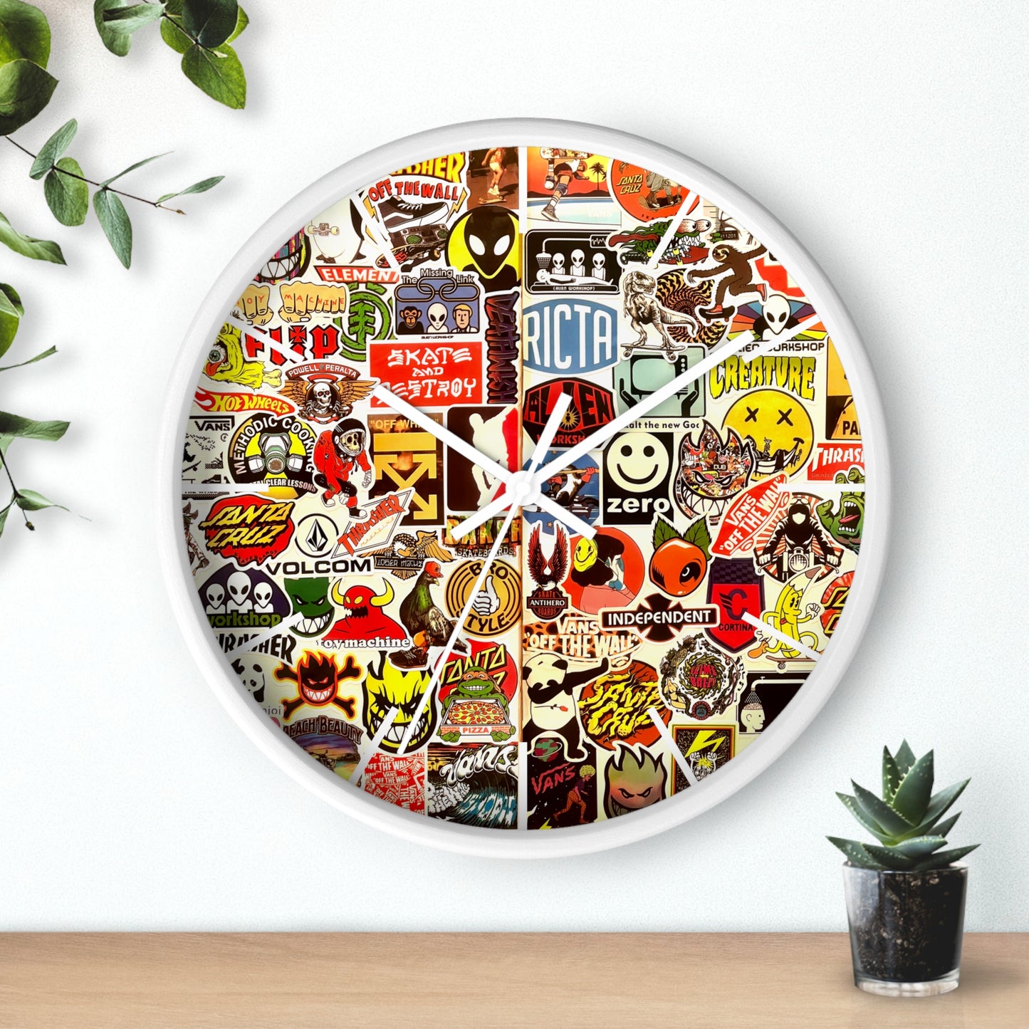 CholoNerd | Sticker Bomb Skater Wall Clock | Graffiti Wall Art