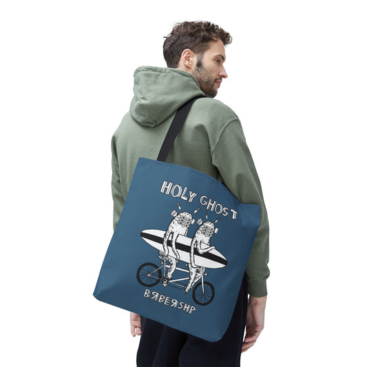 Indigo Blue Holy Ghost Barbershop Large Tote Bag