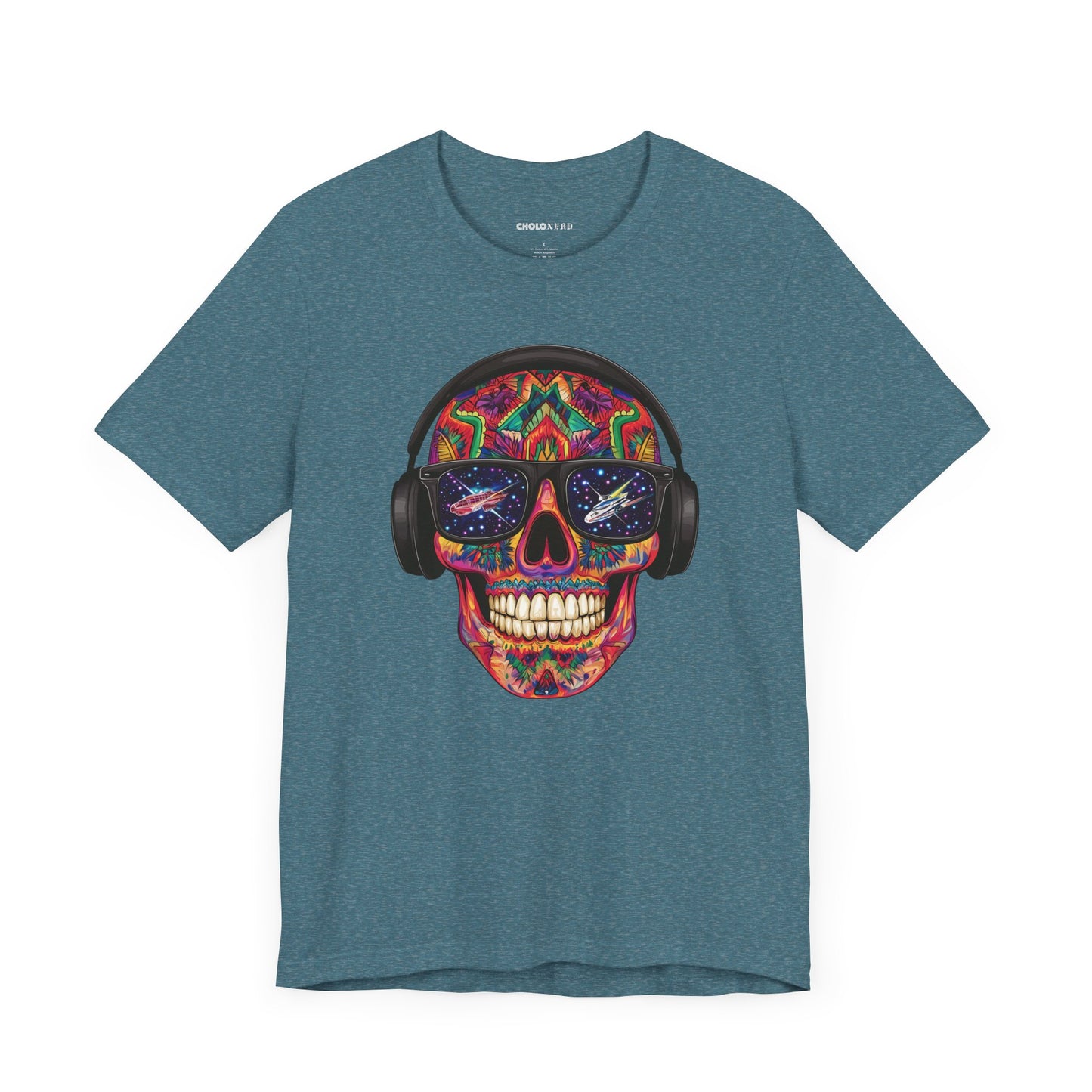 Galactic Aztec Spaceship Sugar Skull Unisex T-Shirt by CholoNerd