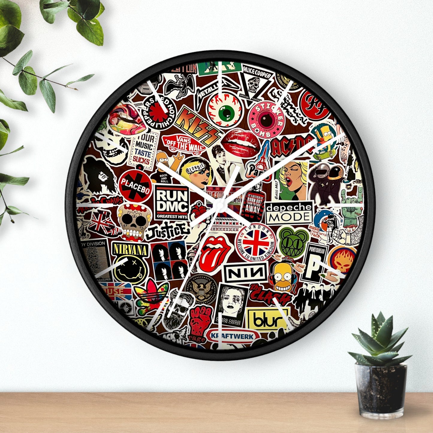 CholoNerd | Sticker Bomb Music Wall Clock | Graffiti Wall Art