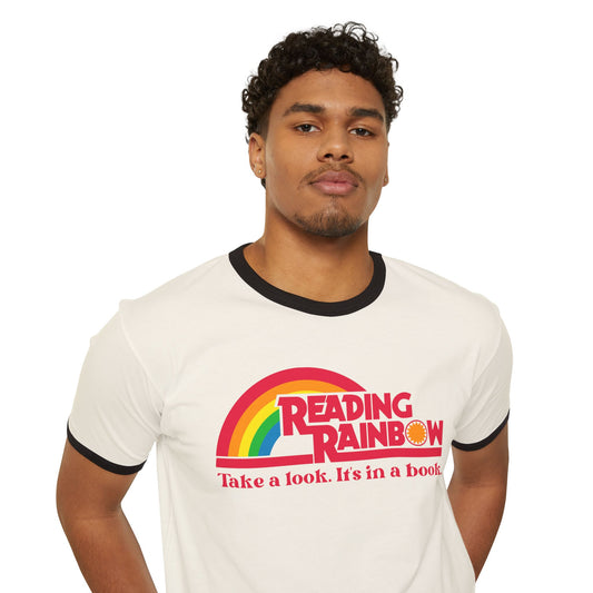 Vintage Reading Rainbow Unisex Cotton Ringer T-Shirt