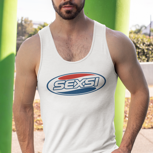SEXSI Unisex Tank Top | 2000s Pepsi Parody Shirt | Britney Spears Inspired Unisex Tank | Y2K Pop Culture Graphic