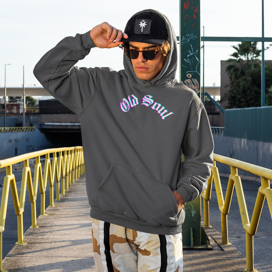 Old Soul Neon Glitch Unisex Hoodie by CHOLONERD